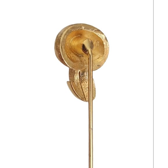 Trifari Crown Over T Gold Tone Mushroom Stick Lapel Pin, Signed K152 - Picture 3 of 9